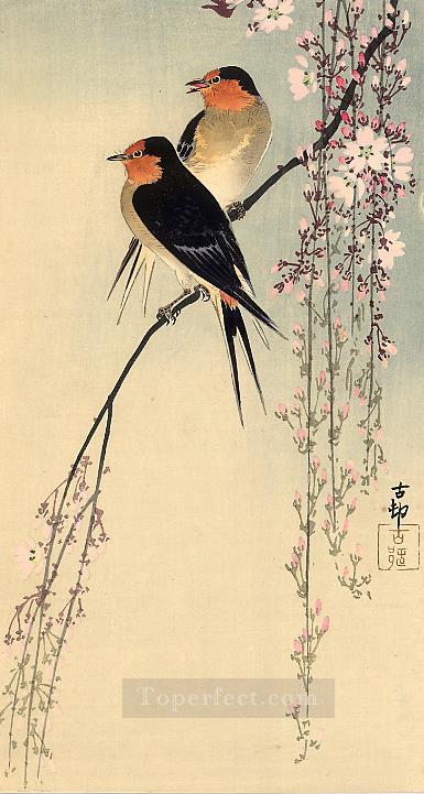 swallows with cherry blossom Ohara Koson birds Oil Paintings